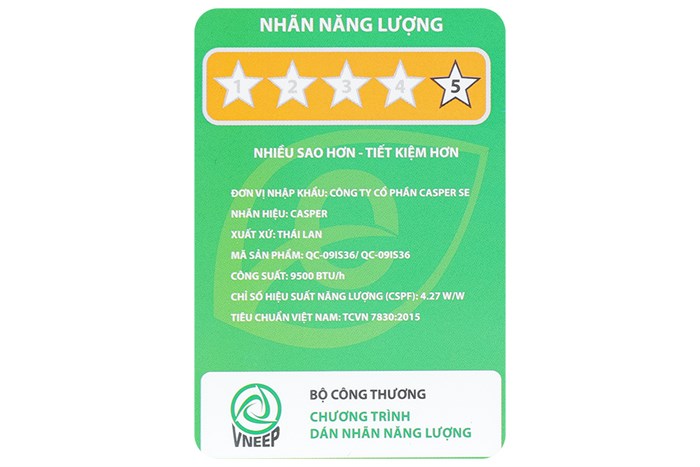 Điều Hòa Casper Inverter 12000 BTU 1 Chiều QC-12IS36 - Giá Tốt